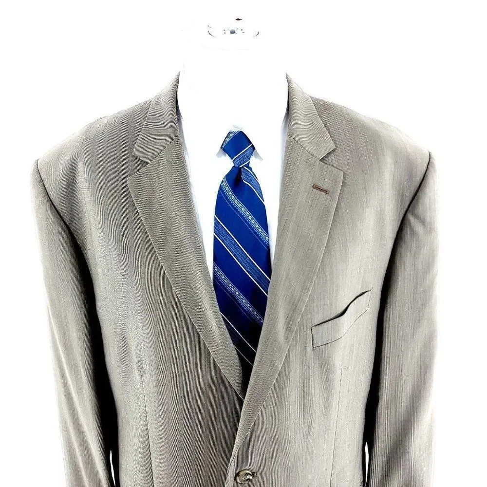 Pronto Uomo Signature Zigone Super 100s Wool 2 Button Blazer Tan‎ Striped 44L